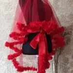 Lazer Çiçekli Duvak Kuşak Seti. Kırmızı