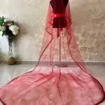 3 Mt kırmızı pul payetli duvak kuşak seti
