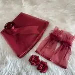 Biyeli Duvak Seti. Bordo